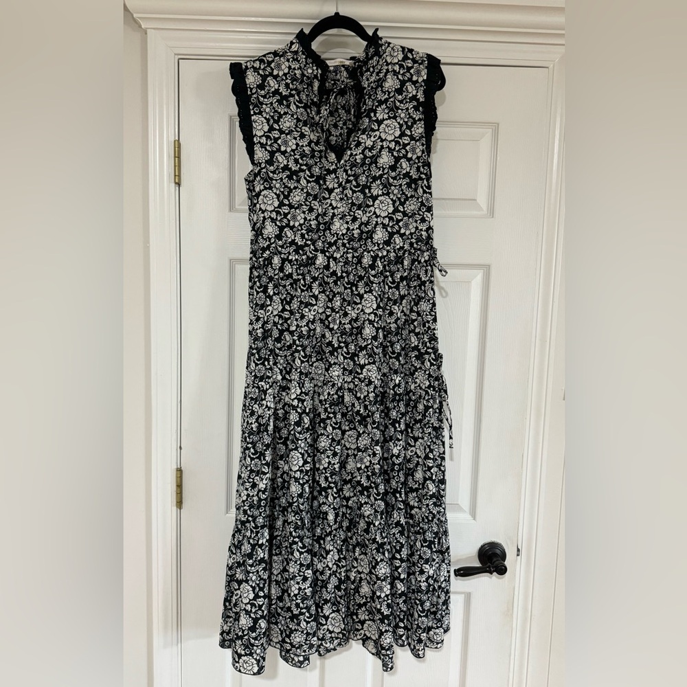 See by Chloe-Floral MIDI Dress Black/White Peonies Sz 44 (Large 12-14) - Picture 4 of 15
